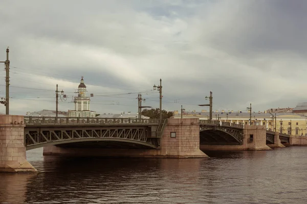 Saint Petersburg View Neva Embankment Palace Bridge — Stock Photo, Image