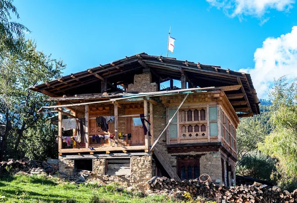 Bhután Közelében Bumthang Hagyományos Bhutáni Ház — Stock Fotó