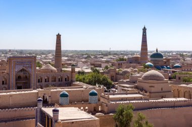 Panoramik Islam Khodja Camii ve Citadel Kunya-gemi - Hiva, Özbekistan