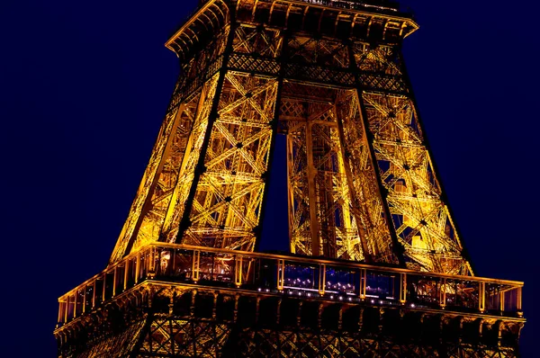 Paris France July 2018 Close Eiffel Tower Lighting Night Paris — Stock Photo, Image