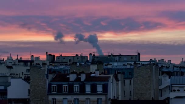 Timelapse of sunrise over Paris in winter — Stock Video