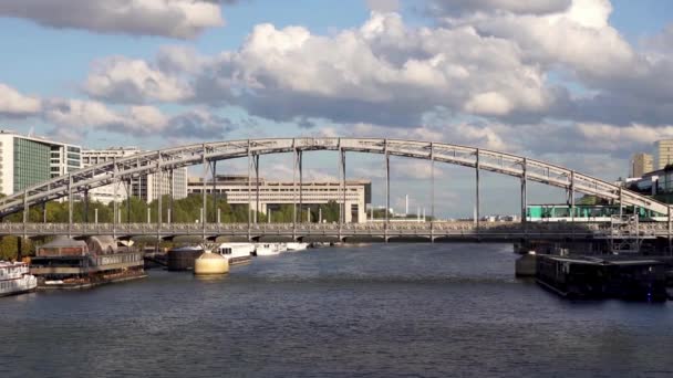 奥斯特里茨高架桥上的地铁交通-巴黎 — 图库视频影像