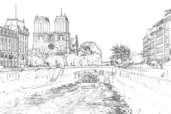 巴黎圣母院的矢量插图 — 图库矢量图片