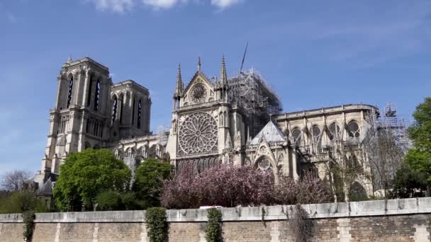 Notre Dame de Paris il 17 aprile 2019: Dopo l'incendio — Video Stock