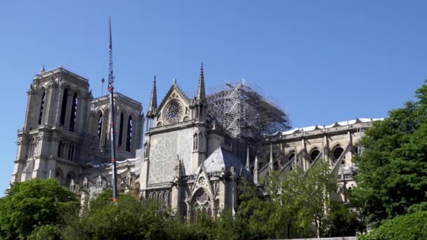Notre Dame de Paris: Reinforcement work after the fire — Stock Video