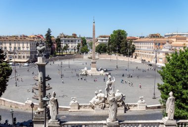 Pincio Terrace'dan Piazza del Popolo - Roma, İtalya