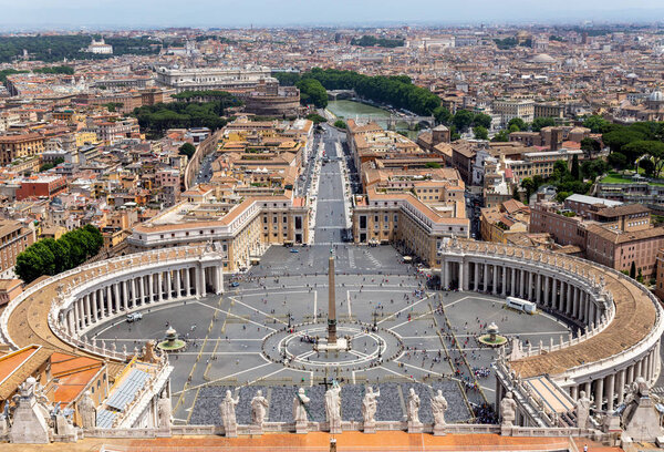 Saint Peters Square in Vatican and aerial view of Rome - Italy.