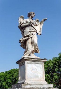 Santangelo köprüsünde Sudarium ile Angel - Roma, İtalya