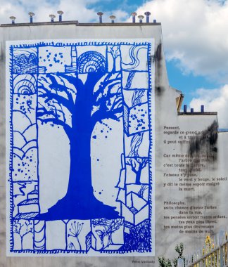 Paris'te Larbre bleu duvar boyama