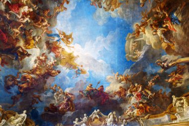 Versailles, France - July 07 2020: Ceiling painting in Hercules room of the Royal Chateau de Versailles, by Francois Lemoyne (1688-1737) clipart