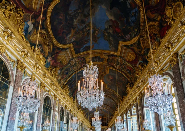 Versalhes França Julho 2020 Teto Salão Dos Espelhos Galerie Des — Fotografia de Stock