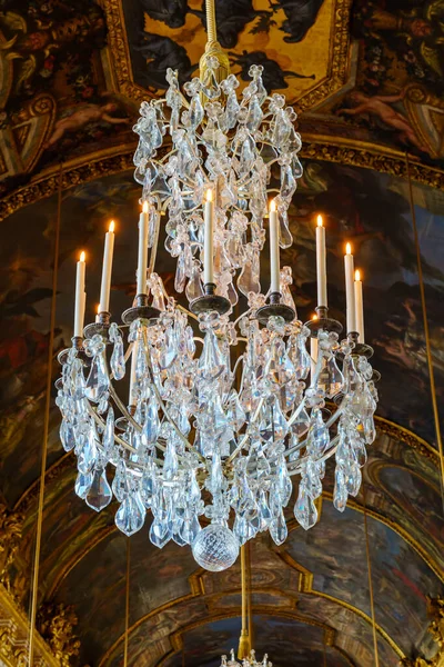 Versailles France July 2020 Close Chandelier Hall Mirrors Galerie Des — стокове фото