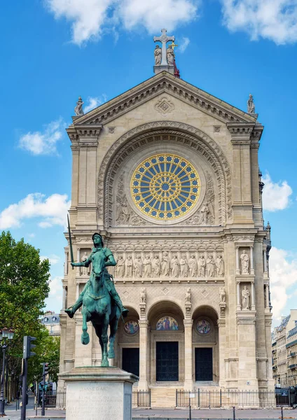 Saint Augustin Church Equestrian Statue Joan Arc Jeanne Arc Paul — Stock Photo, Image