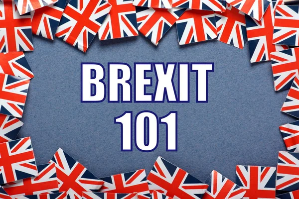 Uma Fronteira Reino Unido Sinaliza Com Frase Brexit 101 Texto — Fotografia de Stock