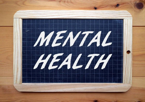 Words Mental Health White Text Blackboard Message Raise Awareness — Stock Photo, Image