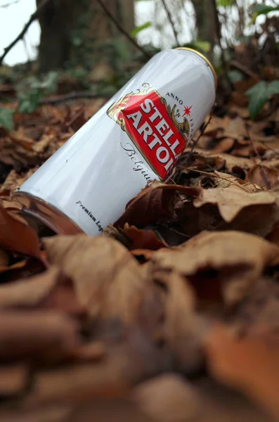 Bracknell Anglia Grudnia 2018 Wyrzucić Puszka Stella Artois Piwo Lager — Zdjęcie stockowe