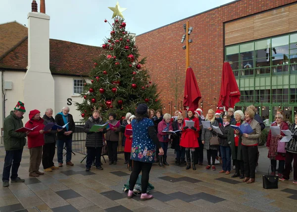 Bracknell Anglia 2018 December Egy Nagy Csoport Carol Énekes Karvezetés — Stock Fotó