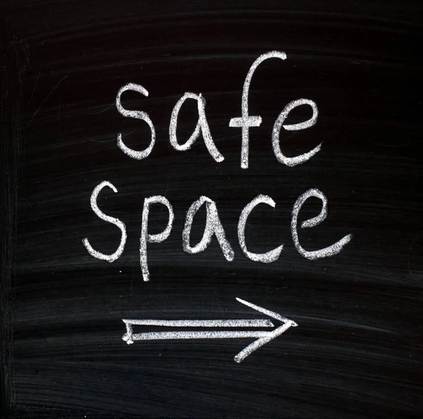 Words Safe Space Written Hand White Chalk Blackboard — Stock Photo, Image