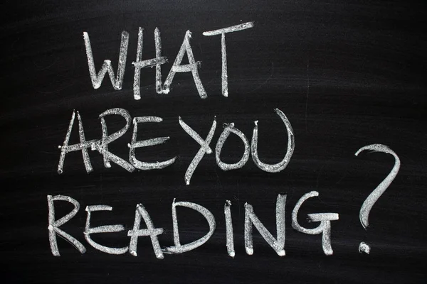 Question What You Reading Written Hand White Chalk Blackboard — Stock Photo, Image