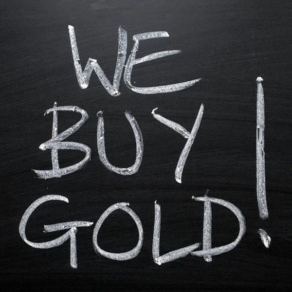 Frase Buy Gold Escrita Mano Tiza Blanca Una Pizarra — Foto de Stock