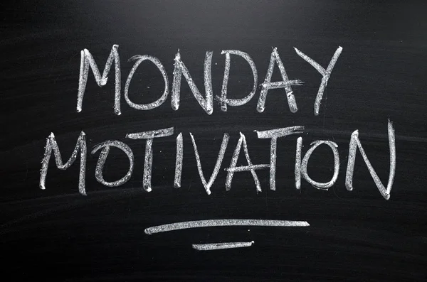 Words Monday Motivation Written Hand White Chalk Blackboard Reminder — Stock Photo, Image