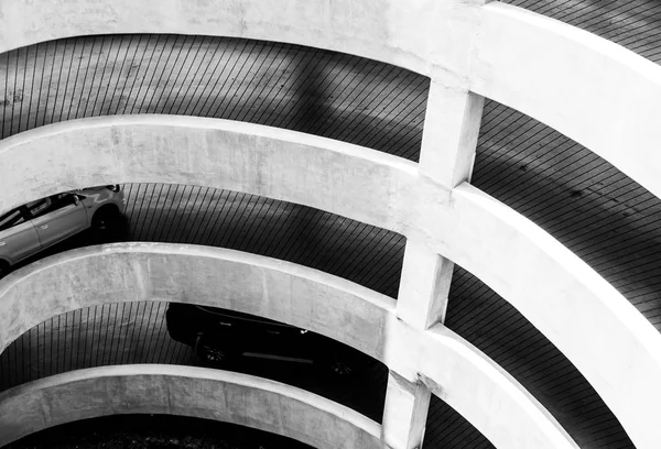 Architecture Courbe Spirale Pente Façon Aller Parking Dans Centre Commercial — Photo