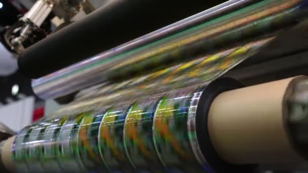 工业工厂高速贴标机 产品制造用贴纸机 柔性包装 — 图库视频影像