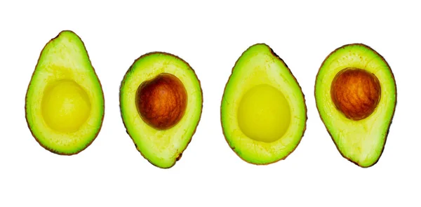 Avocado Con Semi Isolati Fondo Bianco Fonte Omega Dal Cibo — Foto Stock