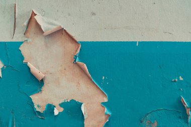 Eski beyaz ve mavi peeling boya çimento duvarlar renk. Eski ve pis beton duvar doku arka plan boşluk.