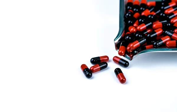 Turuncu Siyah Kapsül Hap Ilaç Tepsi Antibiyotik Ilaç Direnci Uyuşturucu — Stok fotoğraf