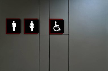 Umumi tuvalet tabelası. Kadın, erkek ve engelli kişi tuvalet simgesi. Umumi tuvalet evrensel simgesi. İdrar kaçırma sorunu. Erkek, kadın ve engelli erişim sembolü. Tuvalet veya Wc. Tuvalet işareti.