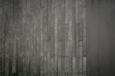 Üst manzara, eski, gri ahşap zemin dokusu arka plan. Ahşap yüzey dokusu arka planı. Üzüntü ve ölüm için gri tahta duvar kağıdı. Ahşap ahşap duvar dokusu arka planı. İç dizayn. Yıpranmış odun.