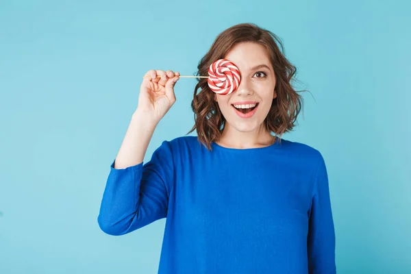 Portret Van Mooie Dame Jurk Permanent Die Betrekking Hebben Haar — Stockfoto