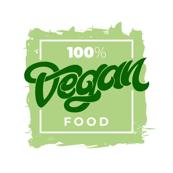 Kare kare beyaz izole arka planda olan 100 vegan gıda tipografi. Restoran, Cafe menü için yazı el yazısı. Vektör öğeleri için etiketleri, logolar, rozetleri, Etiketler ve simgeler. — Stok Vektör