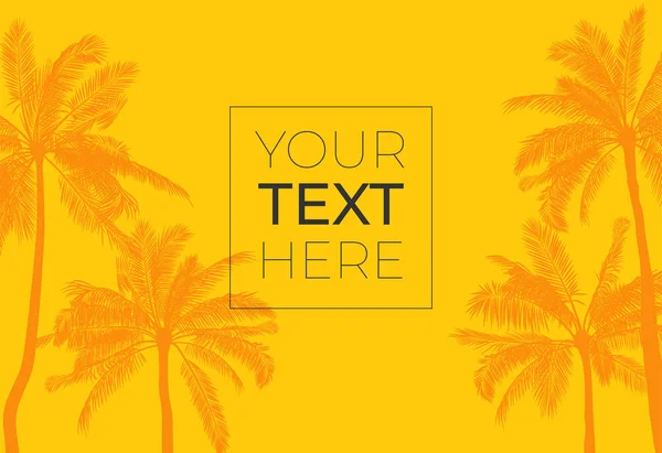 Hot tropical banner with flat style palm tree and copy space. Vector template with place for your text. Vector illustration. EPS10 — Stock Vector