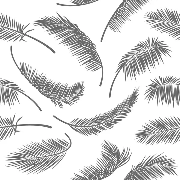 Серые Тропические Листья Белом Изолированном Фоне Бесшовный Векторный Рисунок Печати — стоковый вектор