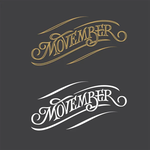 Movember Vintage Typografie Tmavě Šedém Pozadí Bílé Zlaté Písmo Tabuli — Stockový vektor