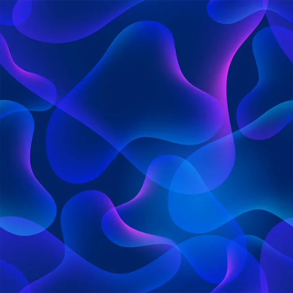 Motif vectoriel sans couture avec des bulles de liquide transparentes sur fond bleu foncé. Fond abstrait avec effet lampe de lave. Illustration vectorielle . — Image vectorielle