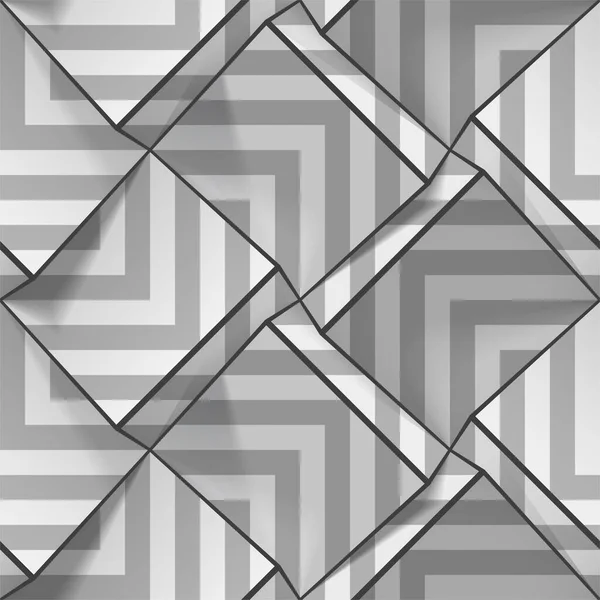 Light gray seamless geometric pattern with strips. Volume cubes with optical effect. Vector template for wallpapers, textile, fabric, wrapping paper, backgrounds. Abstract texture with extrude effect. — Stock Vector