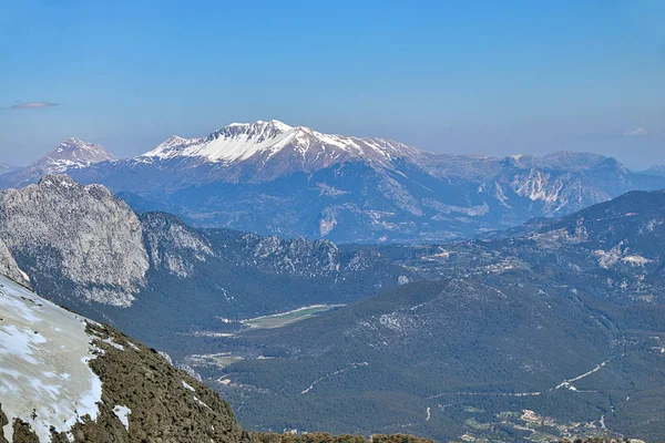Вид Вершини Гори Тахталий Кемер Туреччини Рівні Хмар — стокове фото