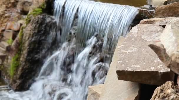 Kleiner Wasserfall Und Klares Wasser — Stockvideo