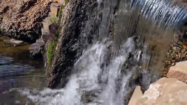 Kleiner Wasserfall Und Klares Wasser — Stockvideo