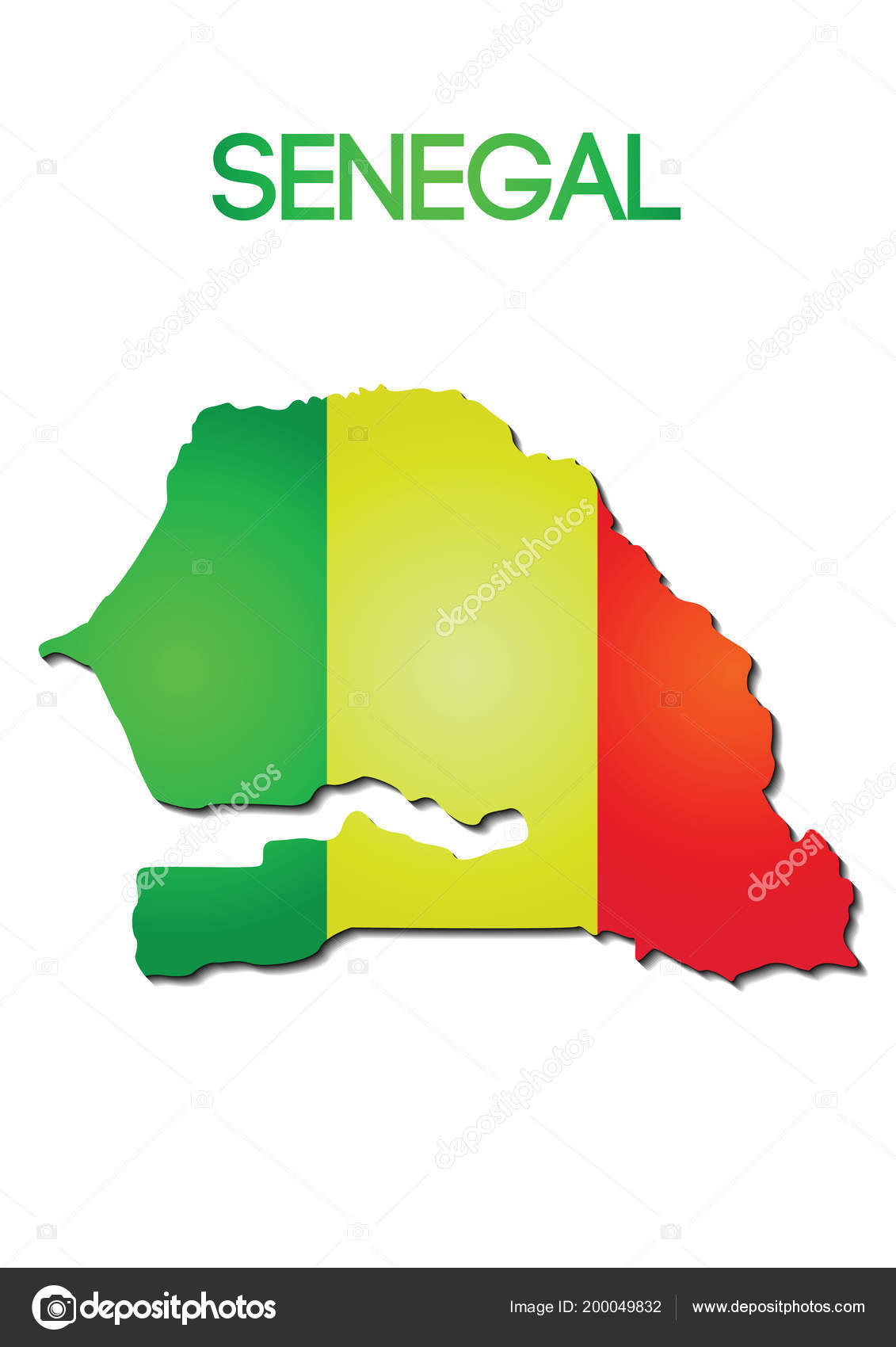National Flag Color Senegal Map Gradient Design Stock