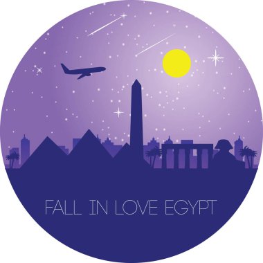 Egytp Landmark daire tasarımı, sonbahar aşk Mısır'da, siluet stil