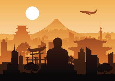 Japonya Simgesel Yapı siluet tasarım
