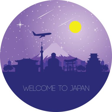 Japonya Simgesel Yapı siluet Tasarım daire şeklinde