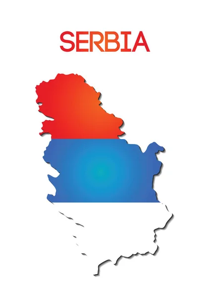 Kleur Van Nationale Vlag Van Servië Kleurovergang Kaart — Stockvector