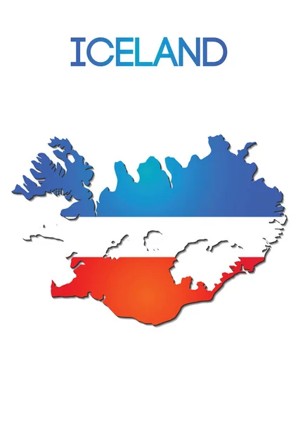 Nationale Vlag Kleur Kaart Van Ijsland Kleurovergang — Stockvector
