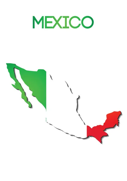 墨西哥地图上的国旗颜色渐变设计 — 图库矢量图片