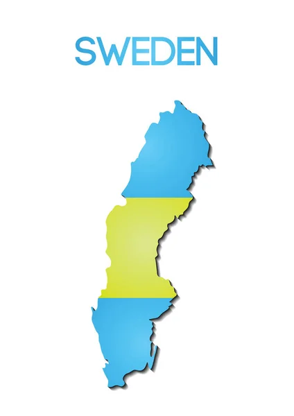 Kleur Van Nationale Vlag Van Zweden Kaart Kleurovergang — Stockvector